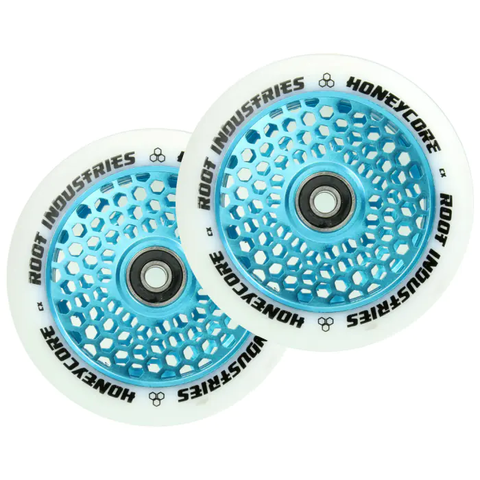 Bright And Light White And Blue HoneyCore Wheels - scooterPRO
