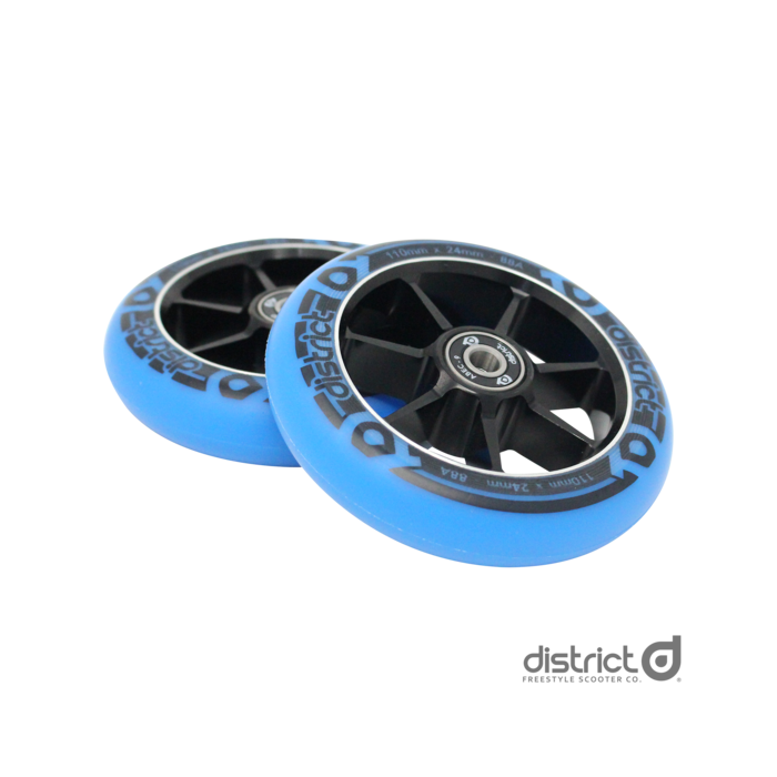 DISTRICT 110mm Wheels (PAIR) - BLACK/BLUE