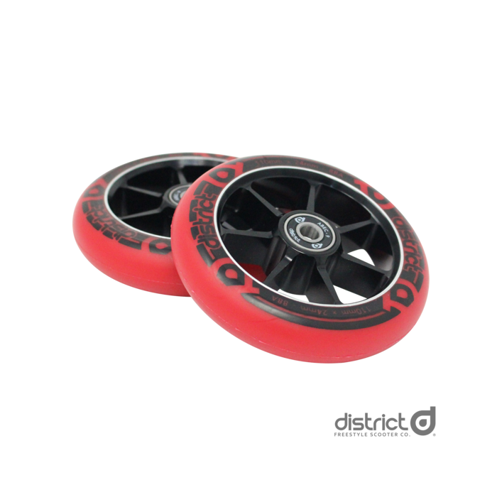DISTRICT 110mm Wheels (PAIR) - BLACK/RED