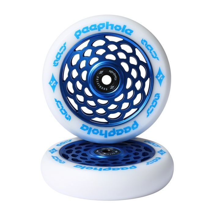 Sacrifice PEEPHOLE Wheels 110mm - WHITE/BLUE (Pair)