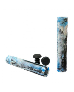 Grit Handlebar Grips - 160mm - Black/White/Blue