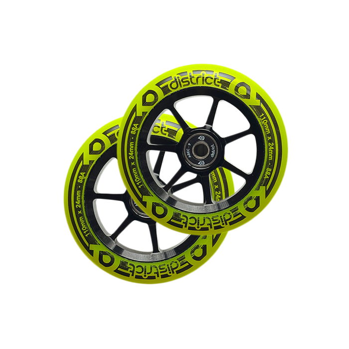 DISTRICT 110mm Wheels (PAIR) - YELLOW/BLACK