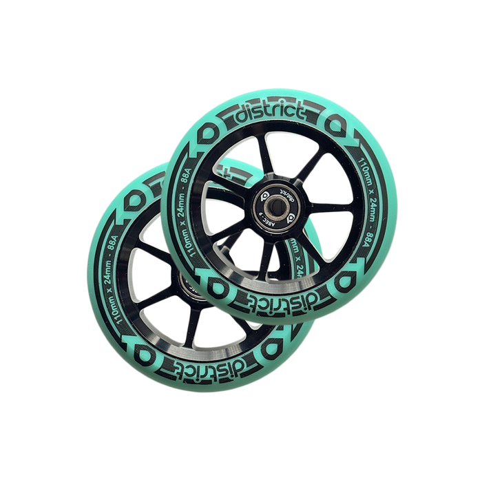 DISTRICT 110mm Wheels (PAIR) - MINT/BLACK